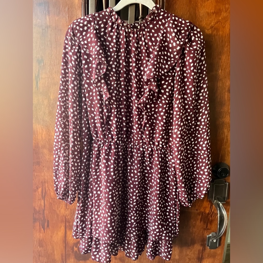 Burgundy spring long sleeve dress
